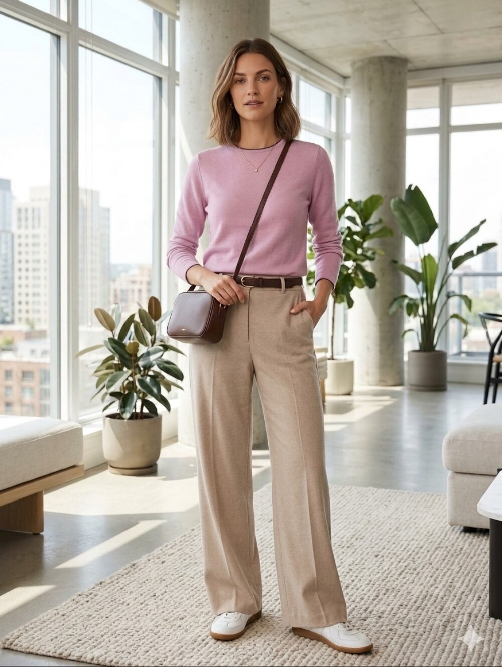 Pink Wool Blend Crewneck Sweater | Size 10 | LUCIA | Made in Germany